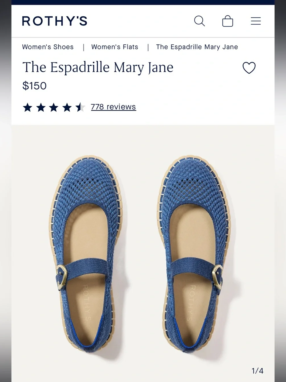 Rothy's The Espadrille Mary Jane - Blue